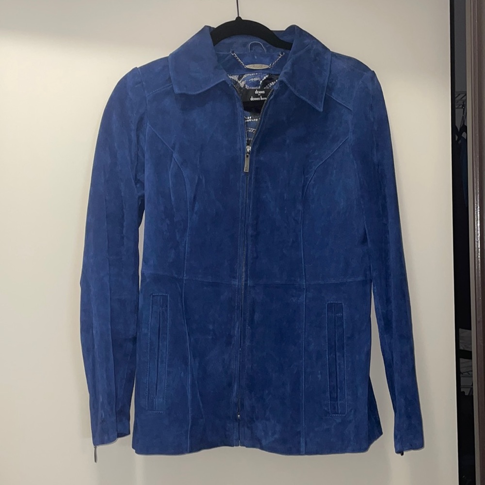 Dennis Basso Cobalt Blue Suede Jacket